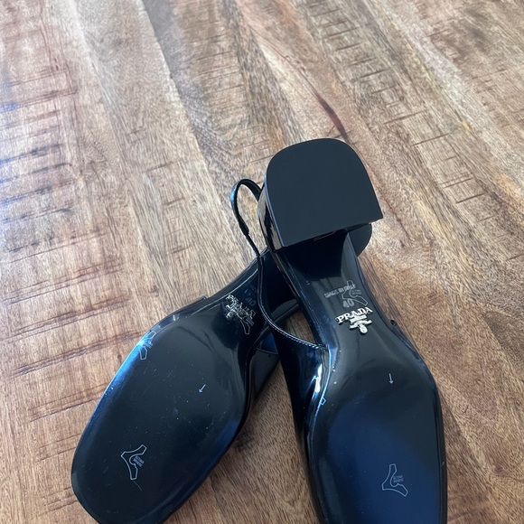 Prada black triangle logo slingback block heel in size 40 - Picture 8 of 8